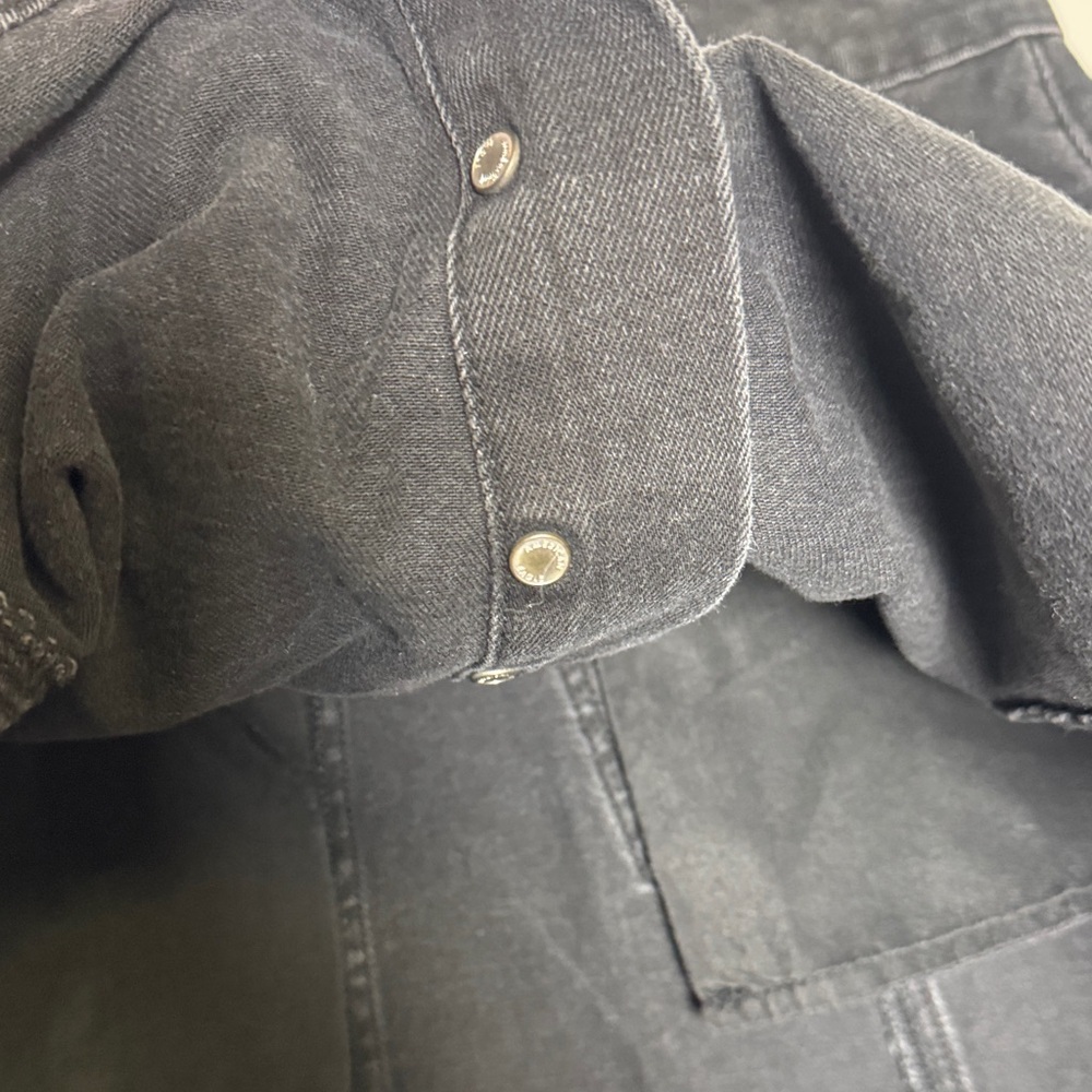American Eagle Black Wash Denim Button Front Mini Skirt Y2K High Rise Size 4 - Picture 5 of 9